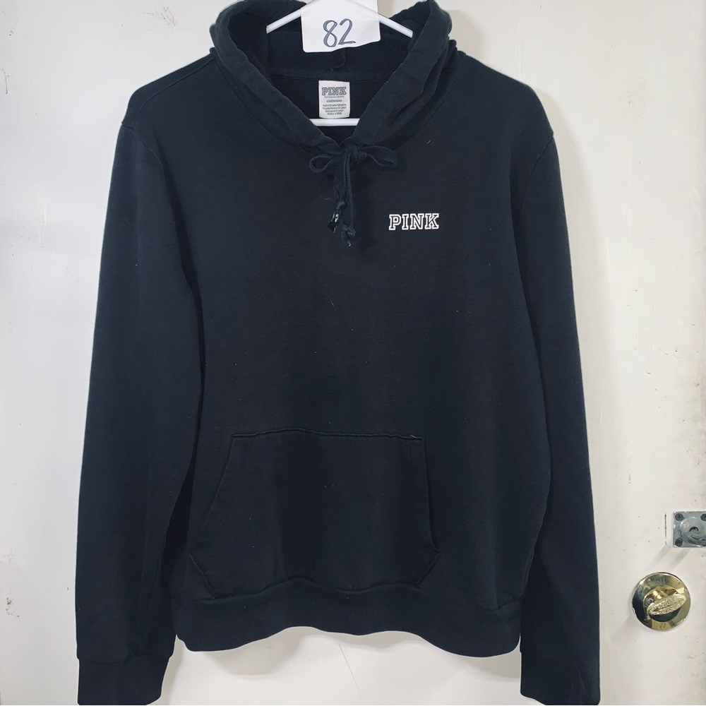 PINK Victorias Secret black pullover hoodie sweatshirt L